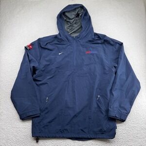 Nike Big East Conference Windbreaker Mens Large Blue Hoodie 1/4 Zip Vented NCAA